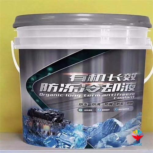 in mold label for coolant bucket