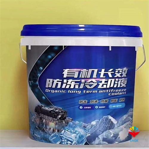 in mold label for coolant bucket