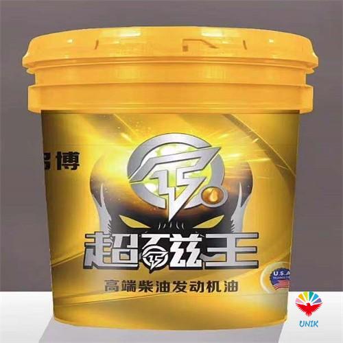 in mold label for engine oil bucket