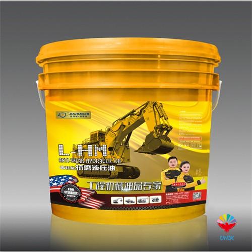 in mold label for gear lubricant oil bucket 