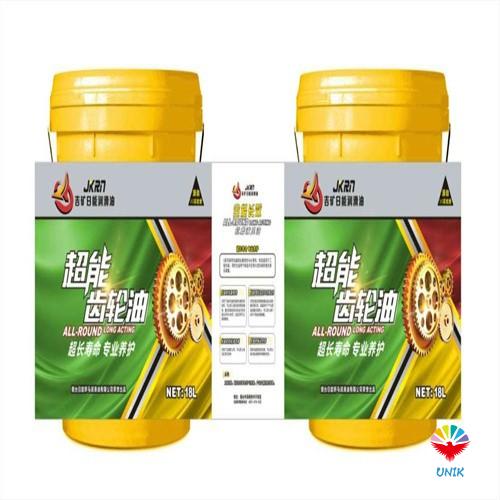 in mold label for gear lubricant oil bucket 